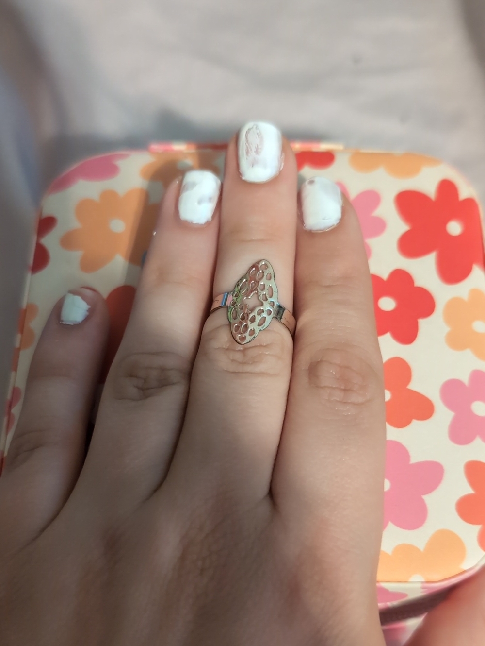 Sterling Silver Openwork Floral Ring in Silver
